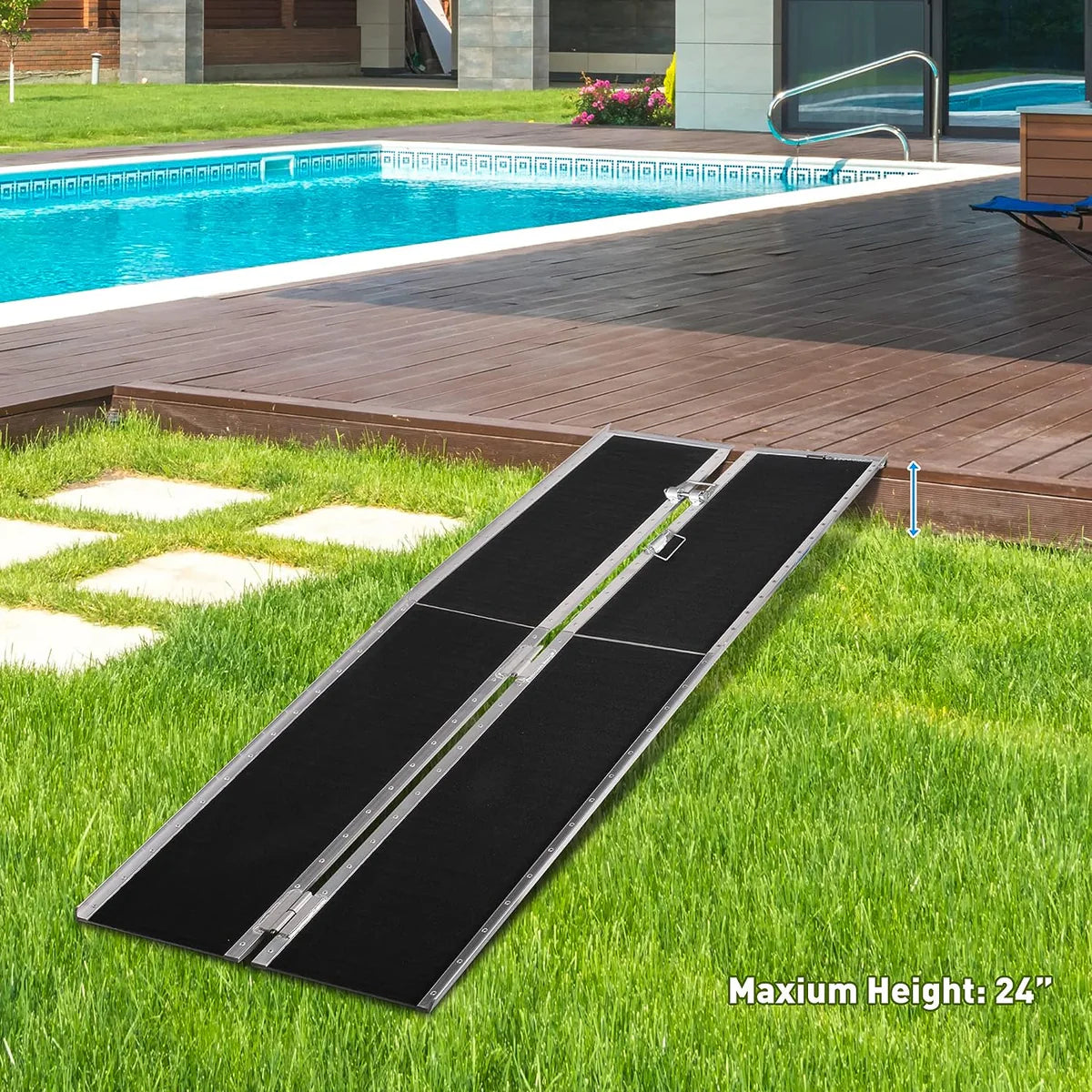 8ft Portable Ramp for Wheelchair Folding Aluminum Alloy Ramp with Handle