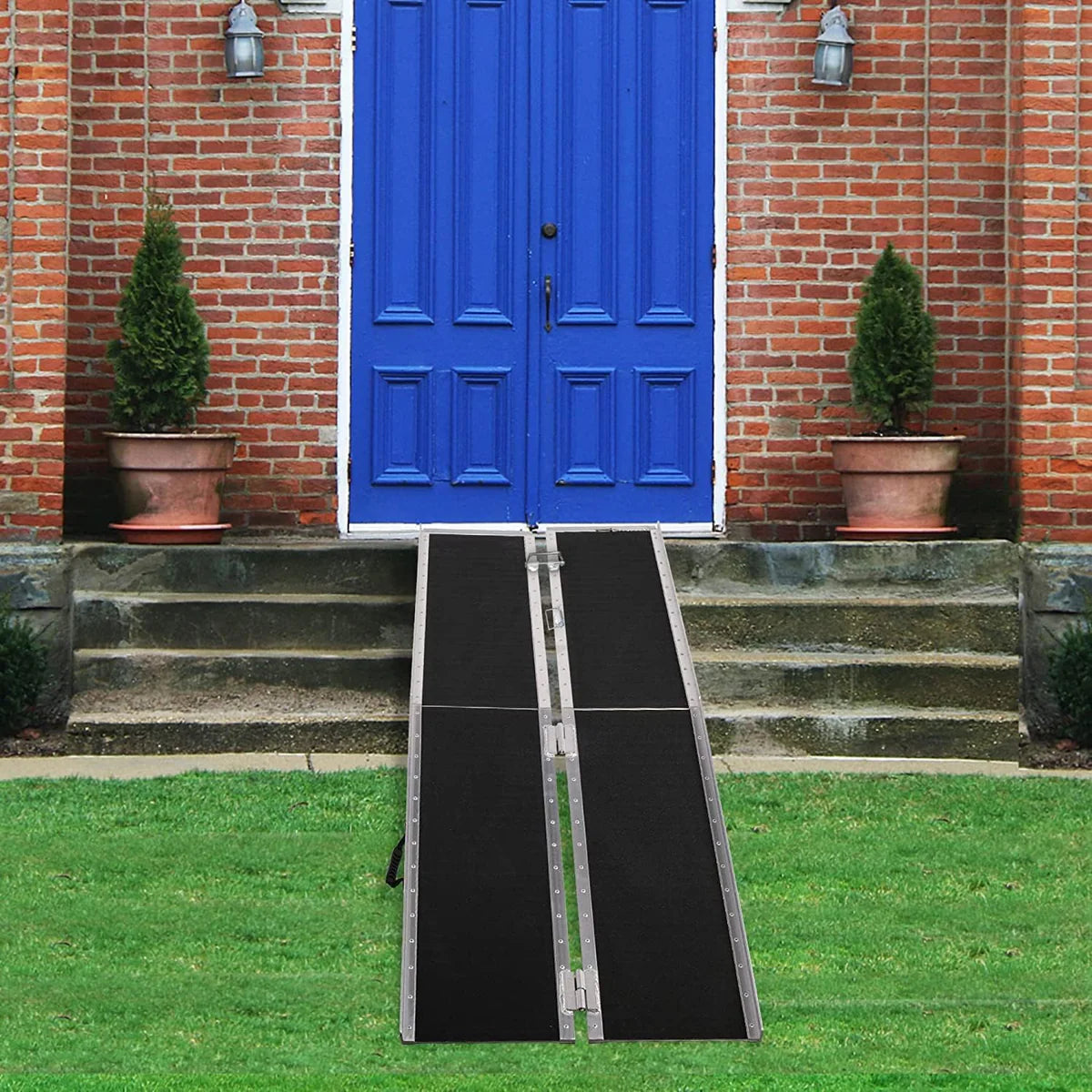 8ft Portable Ramp for Wheelchair Folding Aluminum Alloy Ramp with Handle