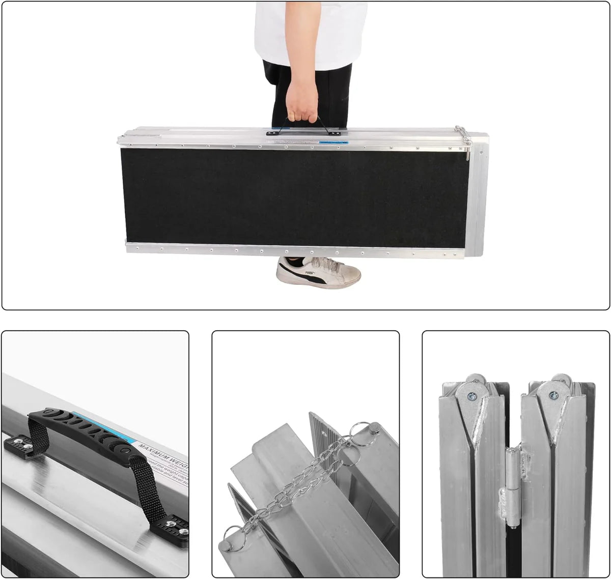8ft Portable Ramp for Wheelchair Folding Aluminum Alloy Ramp with Handle