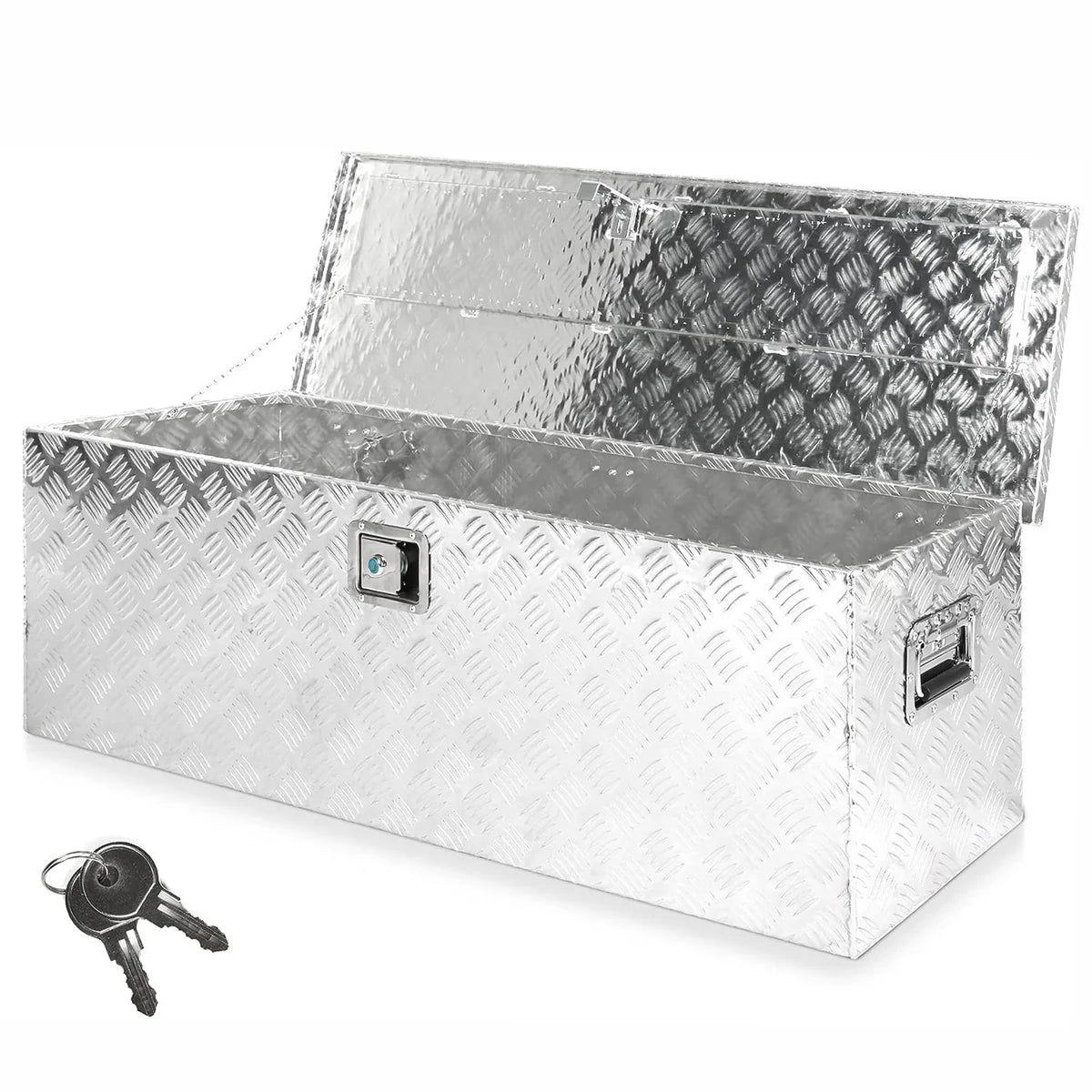 48.4  Aluminum Truck Tool Box Trailer Cargo Box Storage Organizer with Lock, Silver