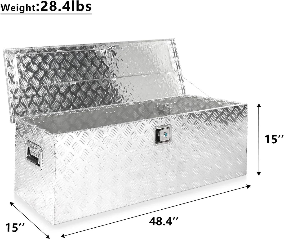 48.4  Aluminum Truck Tool Box Trailer Cargo Box Storage Organizer with Lock, Silver