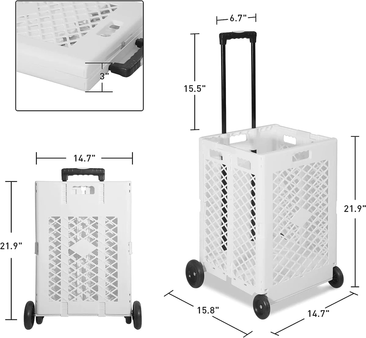 70L Portable Folding Shopping Cart with Wheels