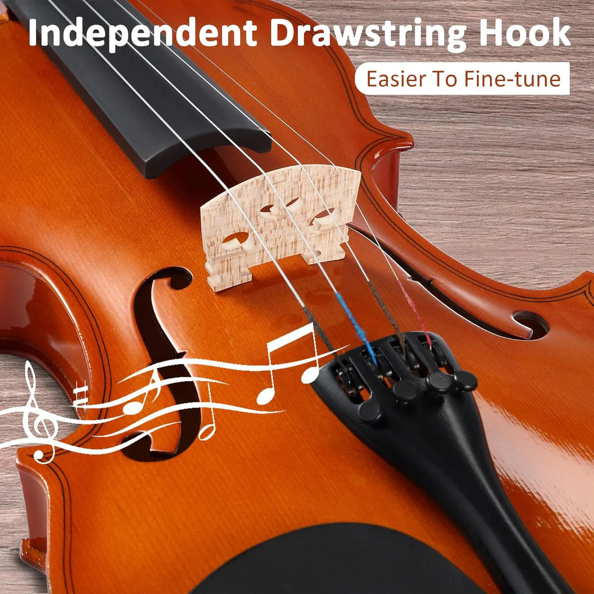 4/4 Full-Size Maple Acoustic Violin Set for Beginners with Case, Bow, Bridge, Rosin, Brown