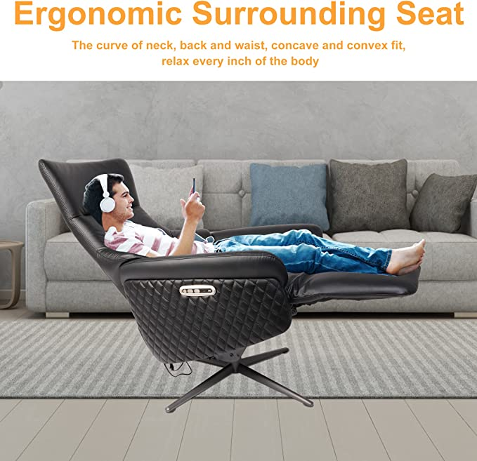 Power Recliner Lounge Chair Single Swivel Leather Electric Recliner Press Control