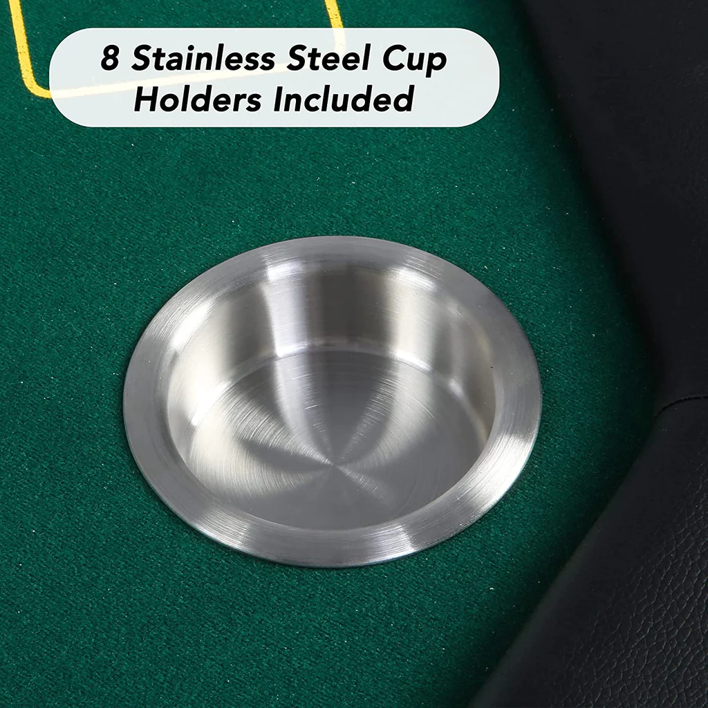 8-Player Foldable Octagon Poker Table w/ Stainless Cup Holder