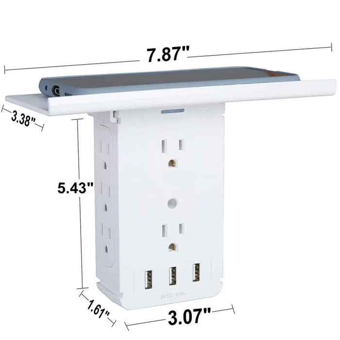Wall Outlet Extender-2 Pack Surge Protector Multifunctional Outlet Wall Plug with 3 USB Ports