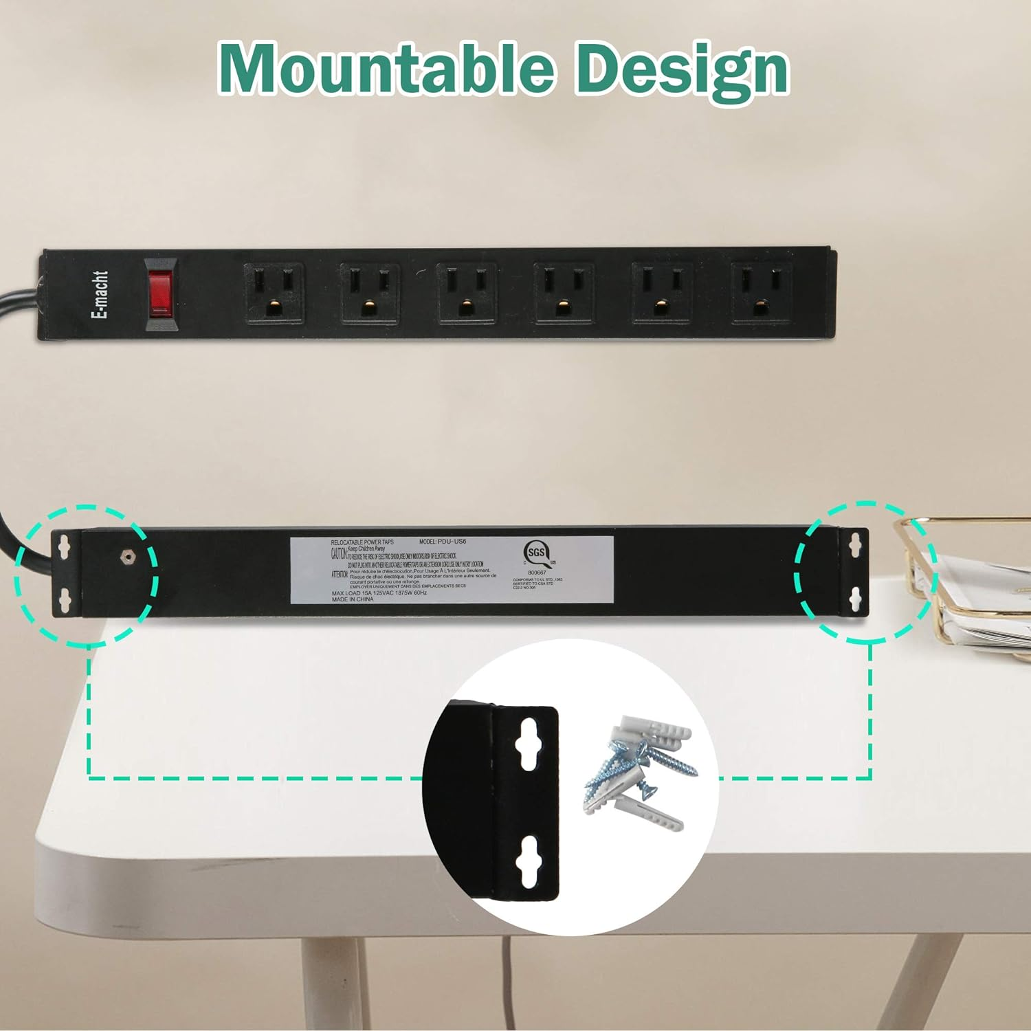 6 Outlet Heavy Duty Power Strip 2 Pack Metal Power Outlet